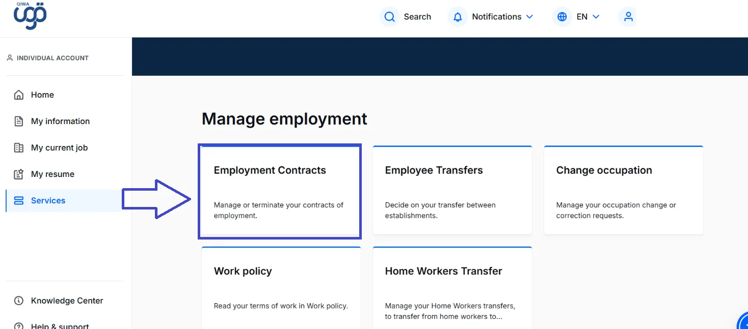 Employee Contract Screen Image